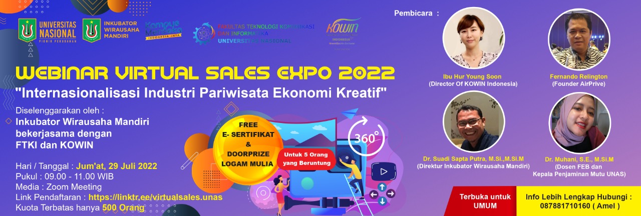 You are currently viewing Webinar Virtual Sales Expo 2022: Internasionalisasi Industri Pariwisata Kreatif
