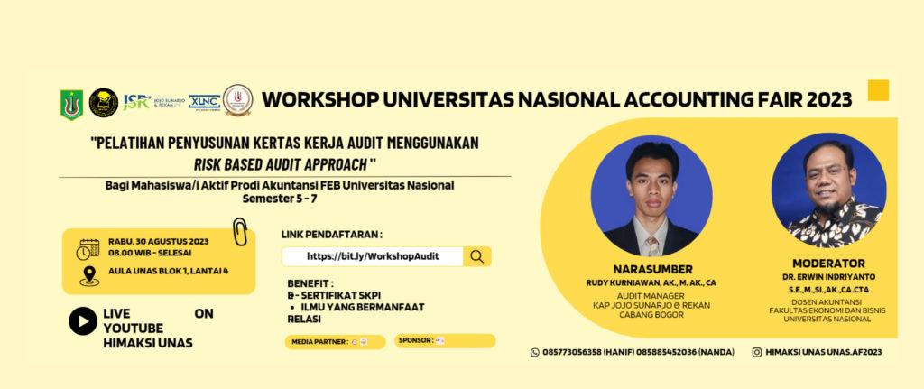 You are currently viewing Workshop Audit Universitas Nasional Accounting Fair (UNAF) 2023