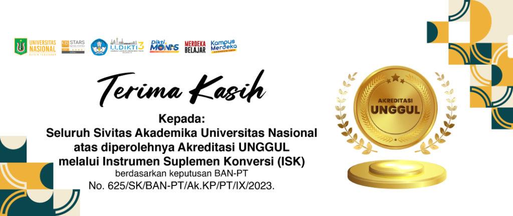 Read more about the article Terima Kasih Kepada Seluruh Sivitas Akademika Universitas Nasional Atas Tercapainya Akreditas UNGGUL