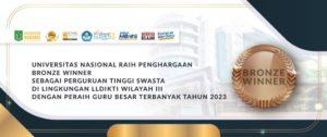 Read more about the article Universitas Nasional Raih Bronze Winner Kategori Peraih Guru Besar Terbanyak Tahun 2023
