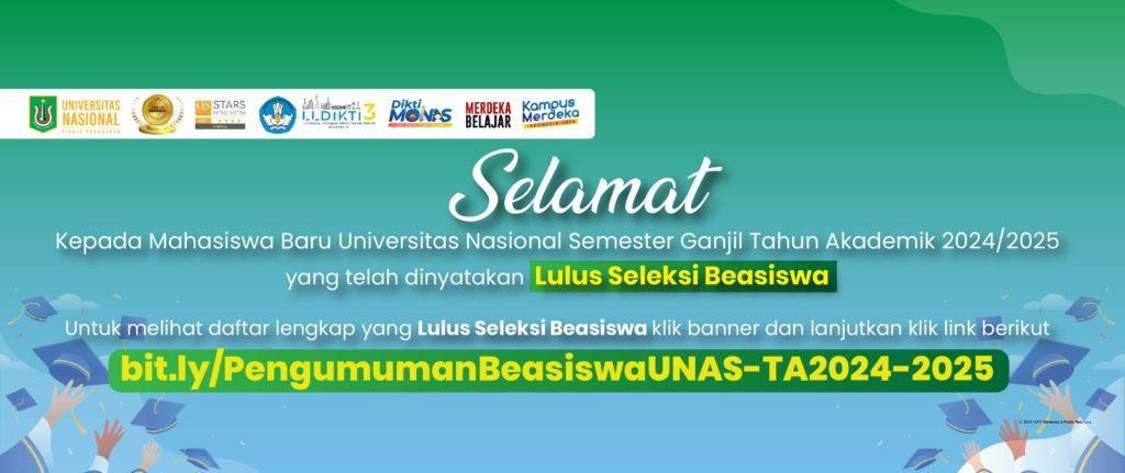 You are currently viewing Pengumuman Beasiswa Mahasiswa Baru UNAS Semester Ganjil Tahun Akademik 2024/2025