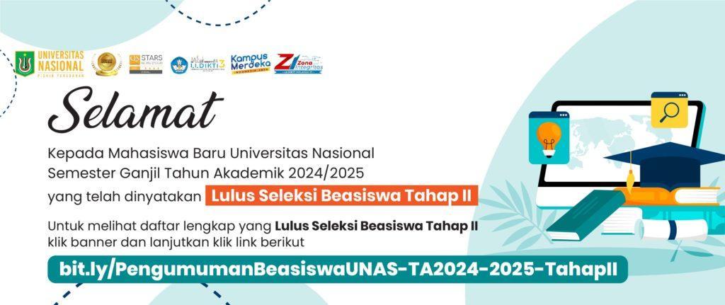 You are currently viewing Pengumuman Beasiswa Mahasiswa Baru UNAS Semester Ganjil Tahun Akademik 2024/2025 (Tahap II)