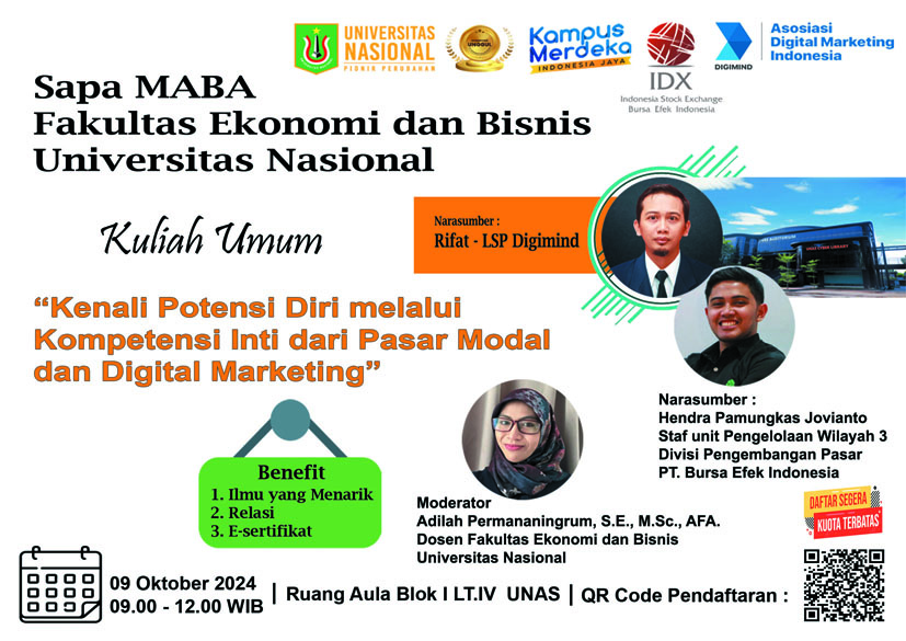 Tema: Kenali Potensi Diri Melalui Kompetensi Inti dari Pasar Modal dan Digital Marketing