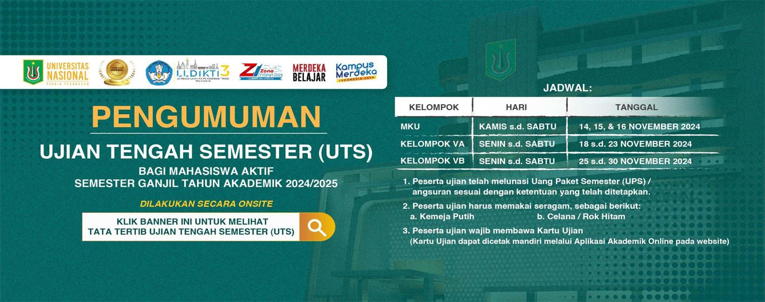 Informasi Ujian Tengah Semester (UTS) Bagi Mahasiswa Aktif Semester Ganjil Tahun Akademik 2024/2025