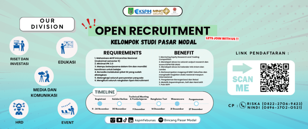 Read more about the article Open Recruitment Kelompok Studi Pasar Modal (KSPM) FEB UNAS untuk periode 2025/2026