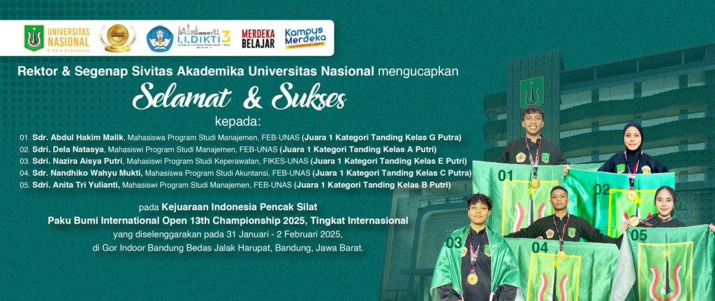 Read more about the article Nandhiko Wahyu Mukti, Mahasiswa Akuntansi UNAS, Raih Juara 1 Kategori Tanding Kelas C Putra