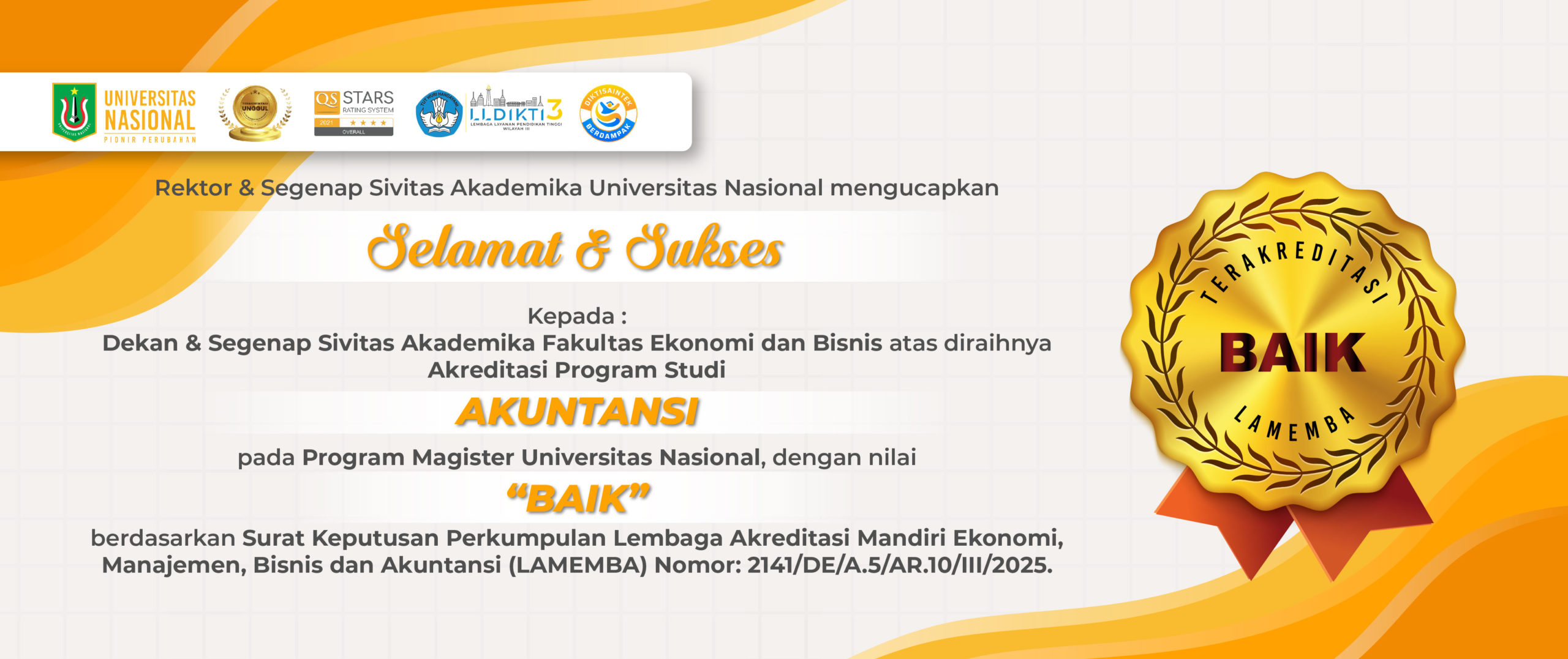 You are currently viewing Selamat & Sukses Atas Diraihnya Akreditasi Program Studi Magister Akuntansi
