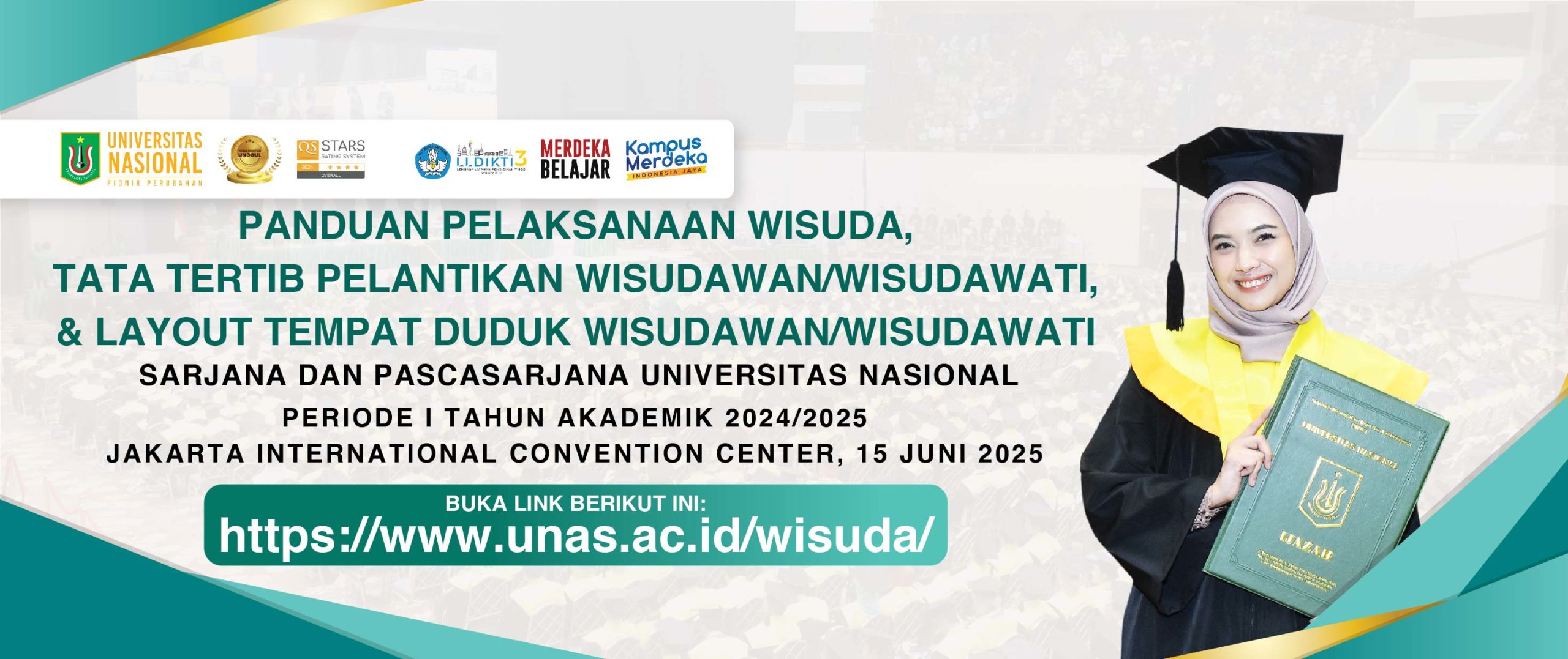You are currently viewing Panduan Pelaksanaan Wisuda, Tata Tertib Pelantikan & Layout Tempat Duduk Wisudawan/WisudawatiSarjana dan Pascasarjana Universitas Nasional Periode I Tahun Akademik 2024/2025
