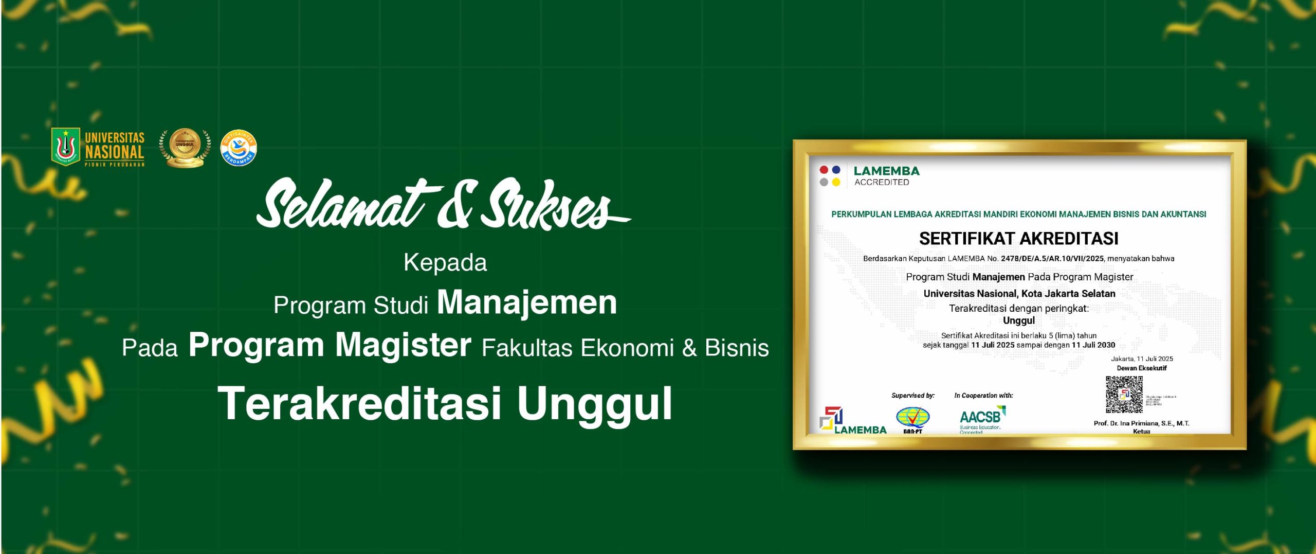 You are currently viewing Selamat Dan Sukses Kepada Program Studi S2-Manajemen Atas Status Peringkat Akreditasi Unggul
