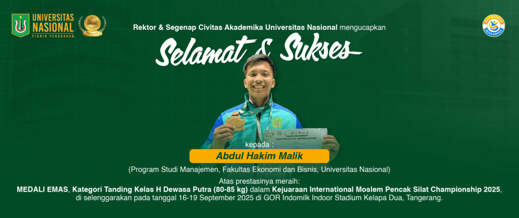 Prestasi Mahasiswa Prodi Manajemen FEB-UNAS Raih Medai Emas Pada Kejuaraan International Moslem Pencak Silat Championship 2025