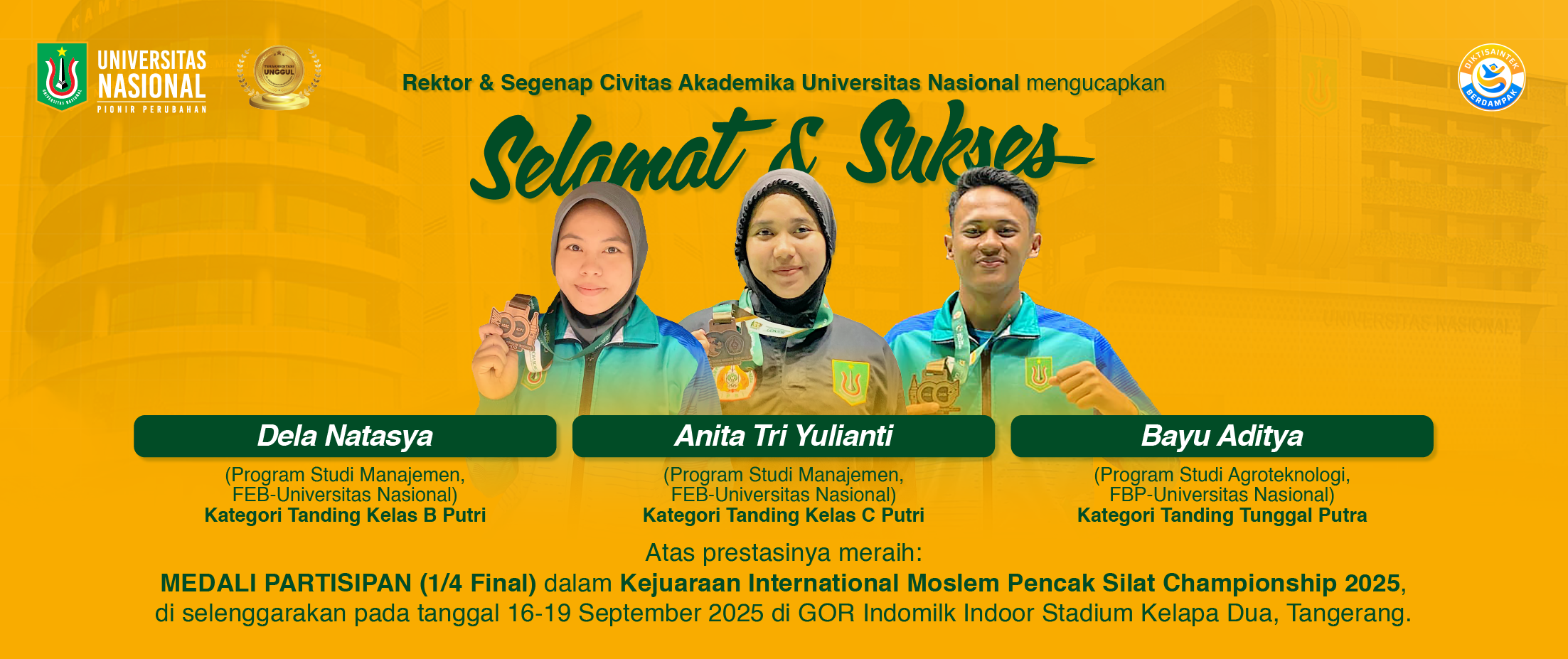 Read more about the article Prestasi Mahasiswa-Mahasiswi Prodi Manajemen & Agroteknologi Pada Kejuaraan International Moslem Pencak Silat Championship 2025
