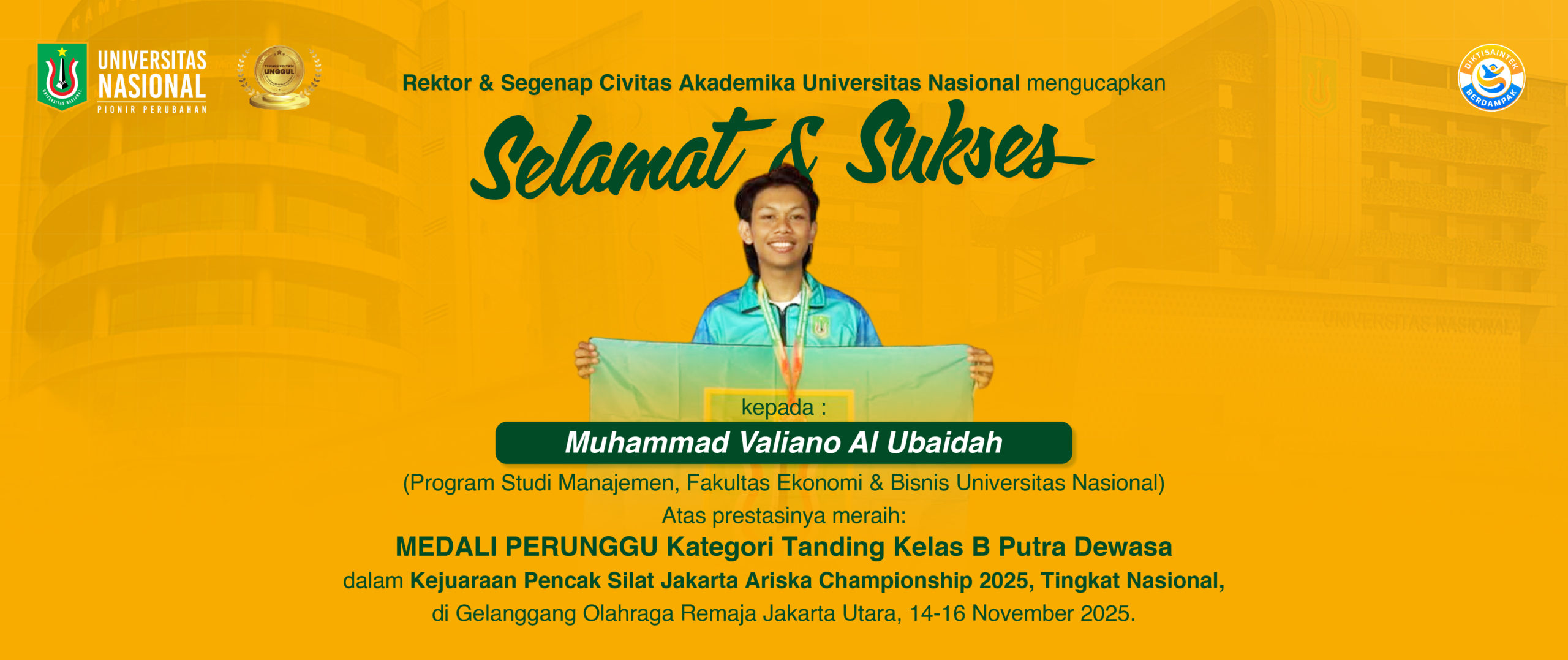 You are currently viewing Selamat dan Sukses Kepada Muhammad Valiano Al Ubaidah Mahasiswa Prodi Manajemen, FEB UNAS atas Prestasinya