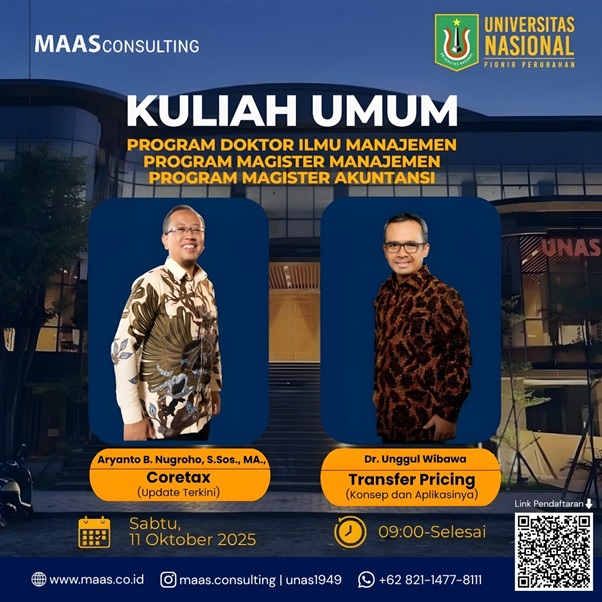 Read more about the article Update Regulasi Perpajakan, Mahasiswa Doktor Ilmu Manajemen FEB UNAS Ikuti Kuliah Umum Coretax dan Transfer Pricing