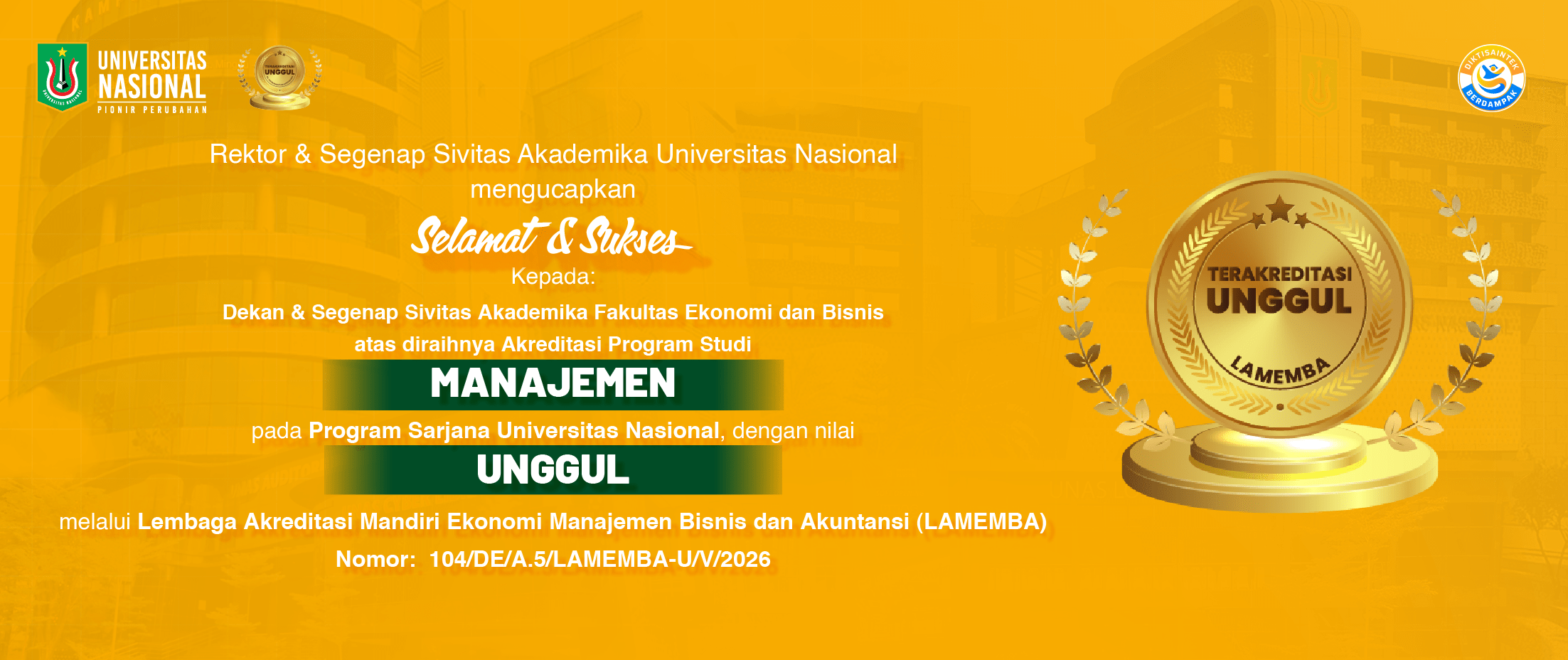 Read more about the article Selamat & Sukses Atas Diraihnya Akreditasi Program Studi Manajemen